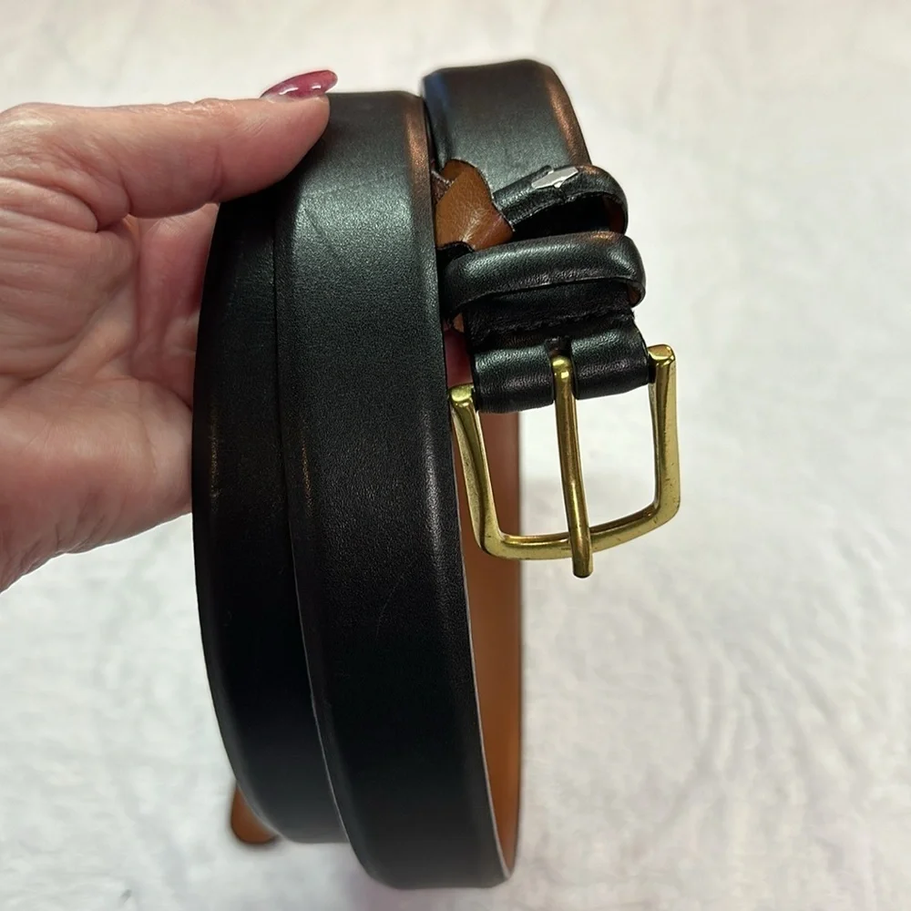 Men’s Warehouse Full Grain Italian Leather Black Dress Belt Size 54 EUC
